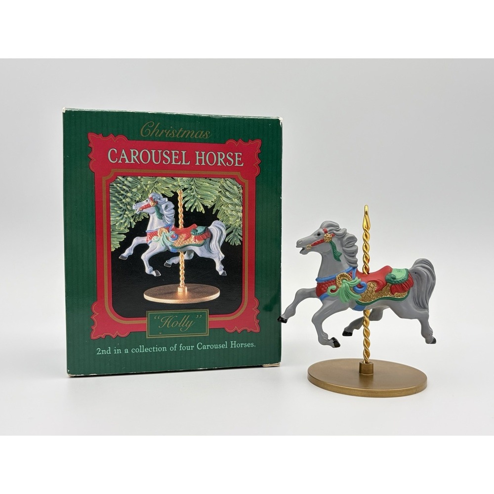 1989 Hallmark Keepsake Ornament Christmas Carousel Horse Holly XPR9722 Vintage 2